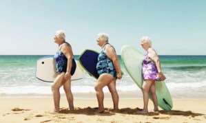 elderly women going surfing in Oz