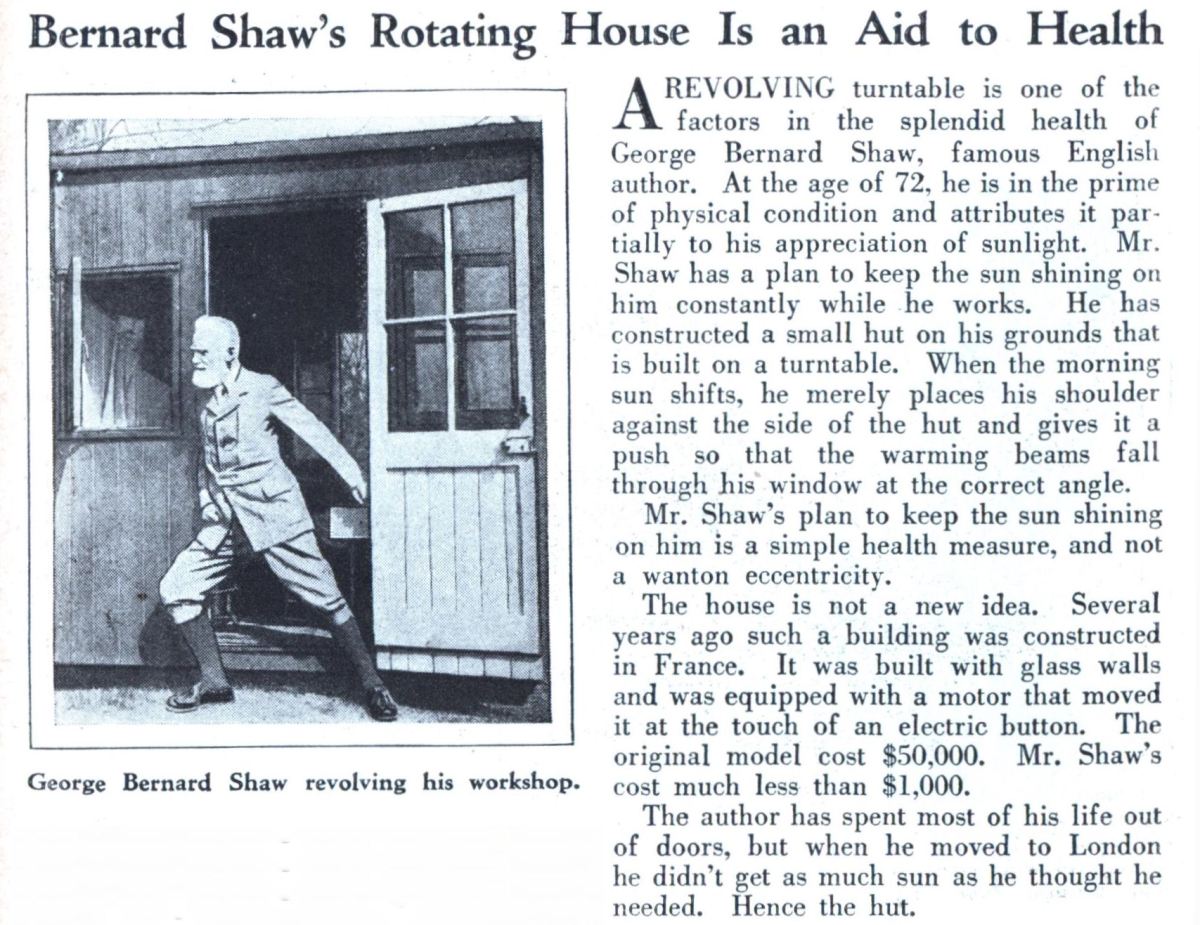 Shaw's hut newspaper article from 1929